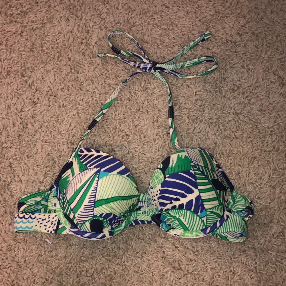 Aerie Palm Leaf Patterned Push Up Swimsuit Top